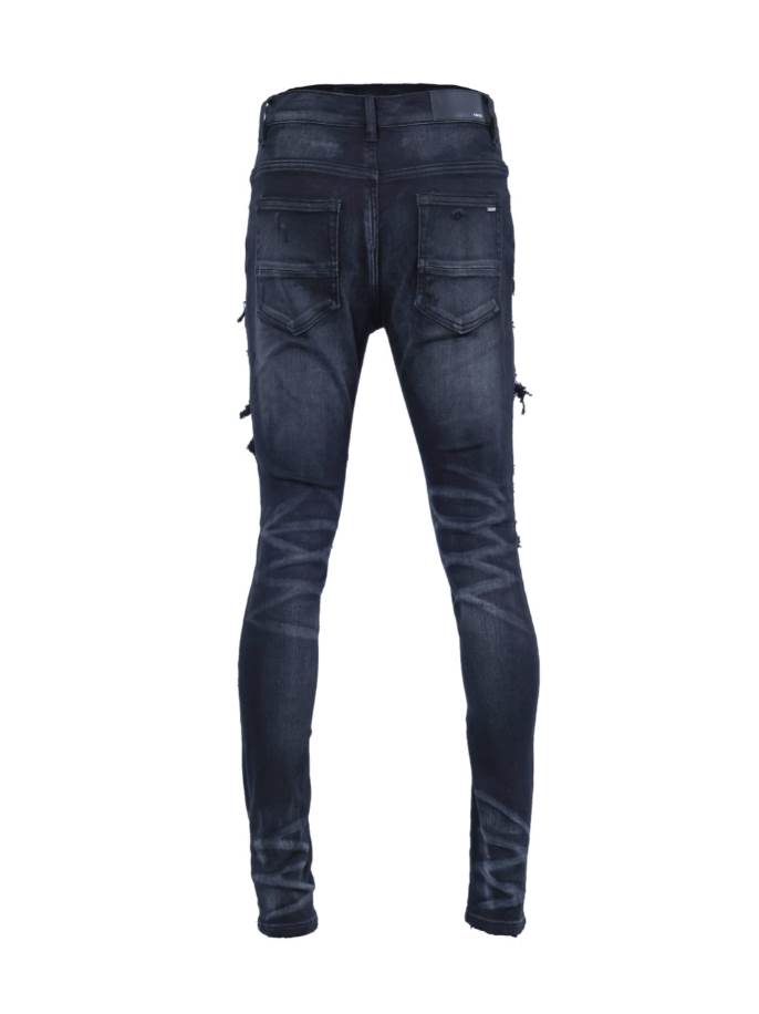 Amiri Ripp Blue Embroider Black Jeans – AMIJ044