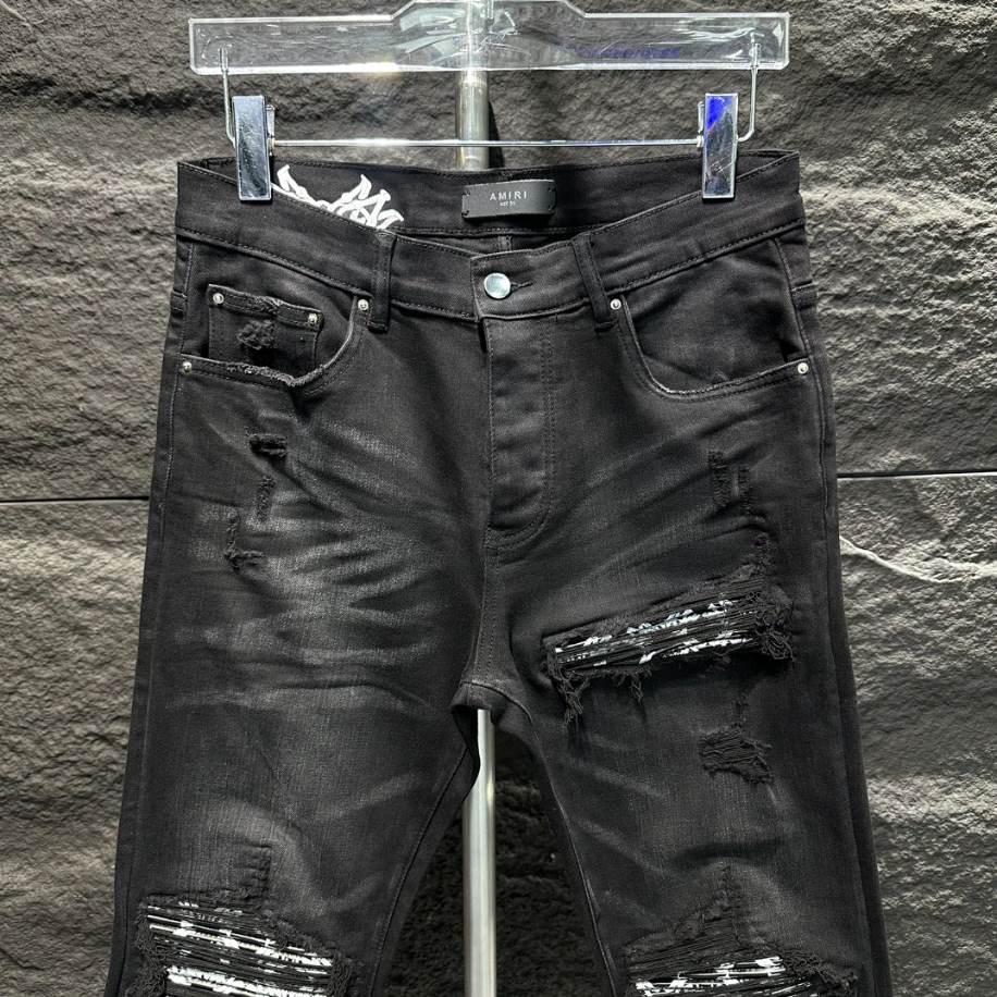 Amiri Ripp Black White Patch Jeans – AMIJ009