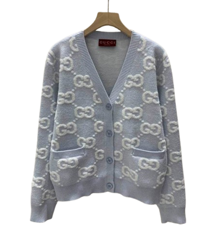 GUCCI Stitch Blue V-neck Knitwear – GCK057