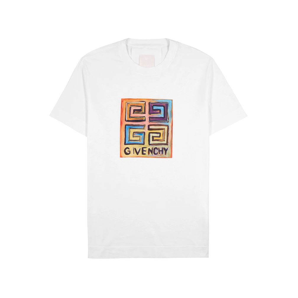 GIVENCHY SLIM FIT T-SHIRT IN JERSEY WITH 4G SUN PRINT IN WHITE – GTS006
