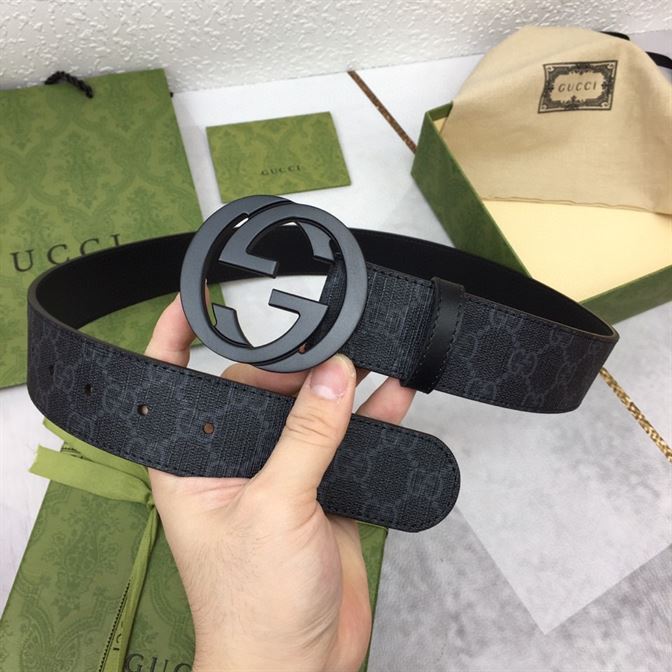 GUCCI MEN’S BLACK GG SUPREME BELT WITH G BUCKLE – GB001