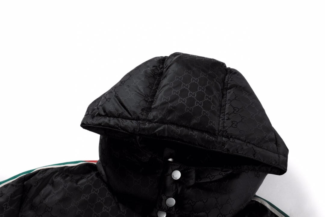 GUCCI Nylon Jacquard With Web Black Coat – GCJ048