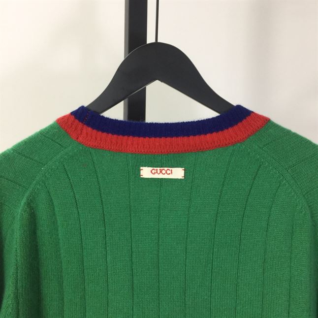 GUCCI WEB-STRIPE WOOL CARDIGAN GREEN – GCK040