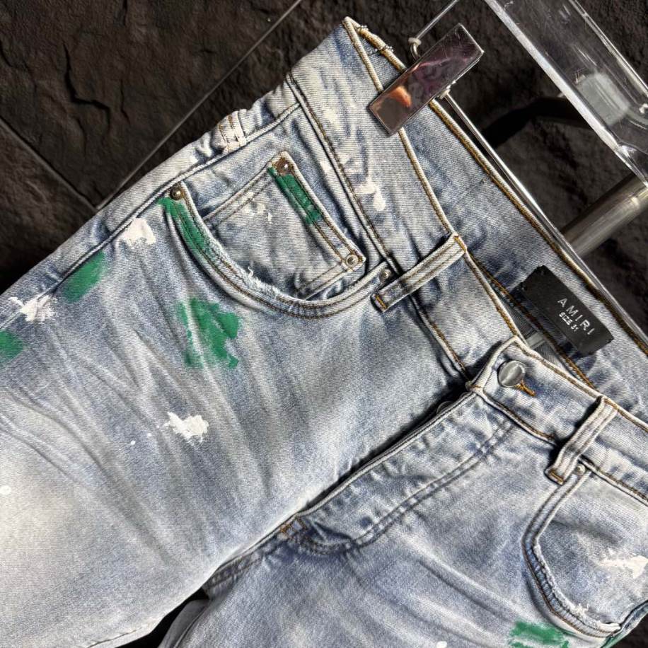 Amiri Paint Splatter Green Yellow Jeans – AMIJ035