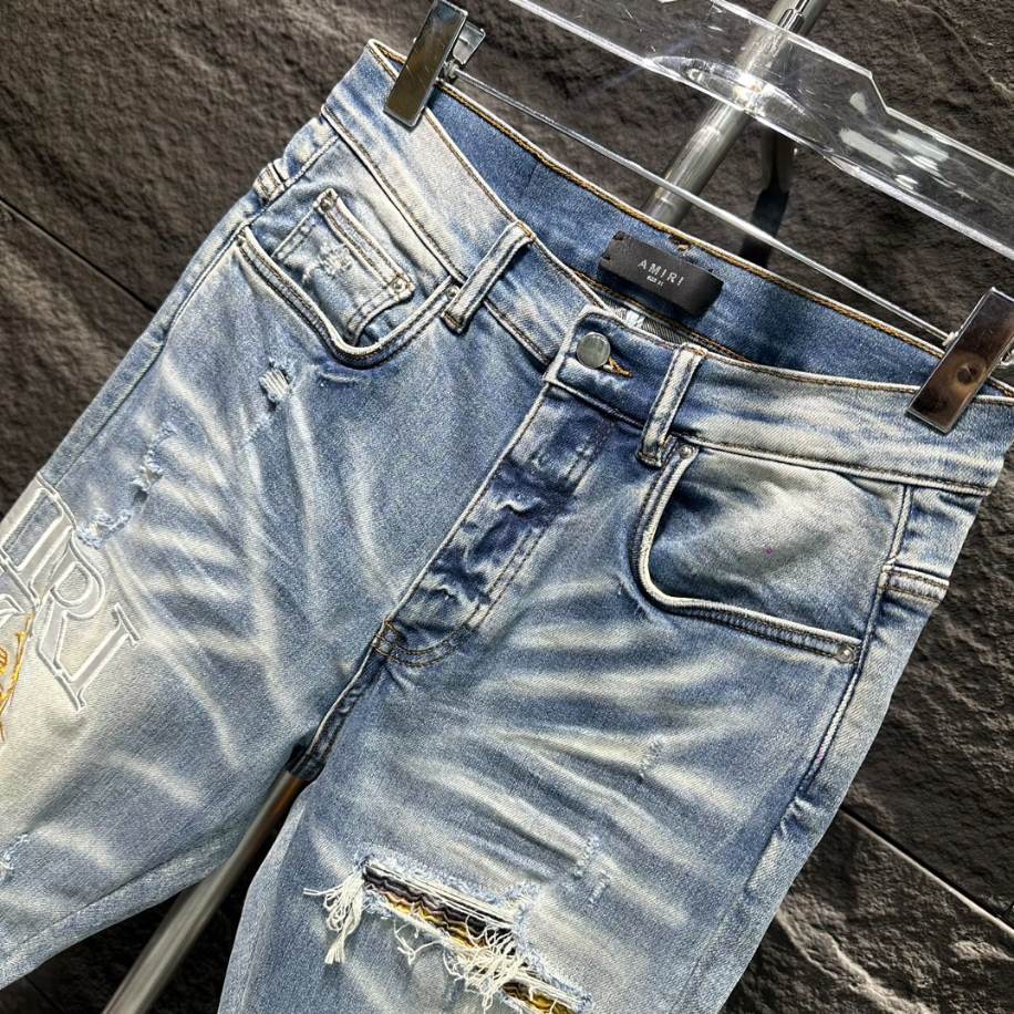Amiri Ripp White Blue Jeans – AMIJ008