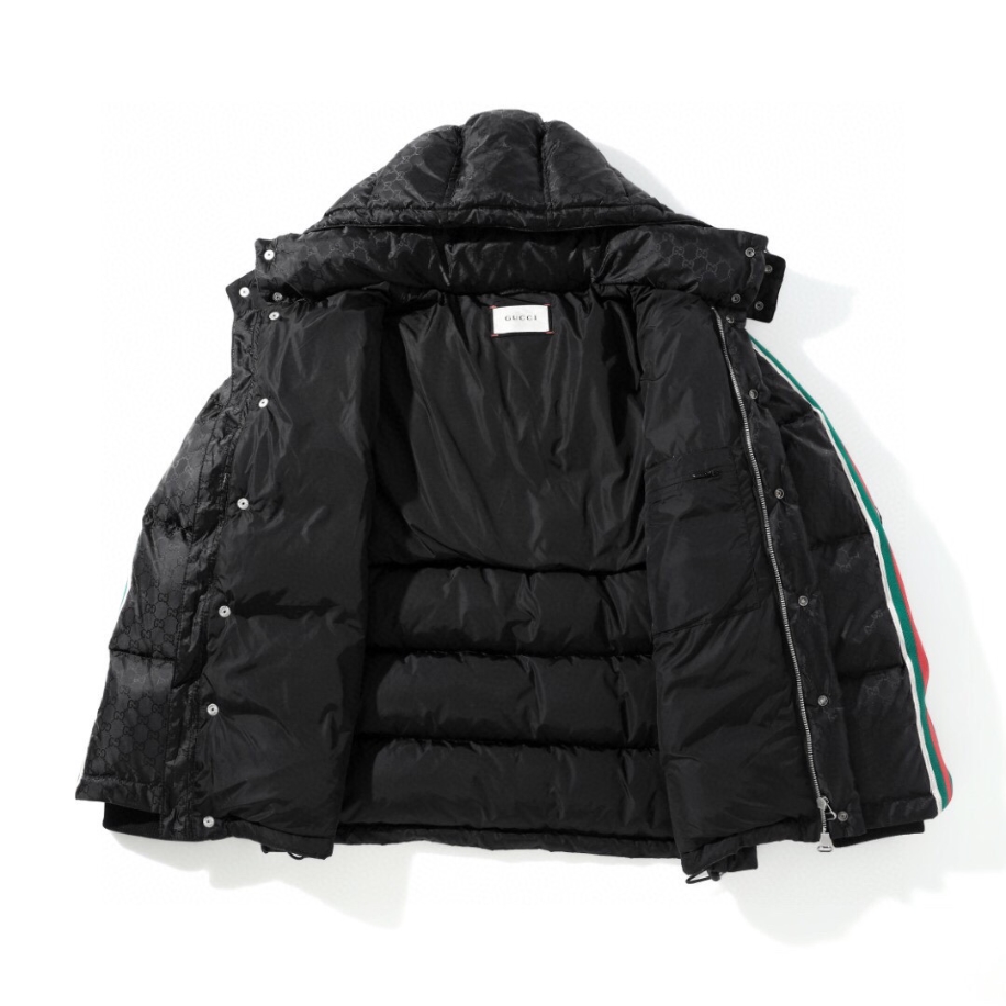 GUCCI Nylon Jacquard With Web Black Coat – GCJ048