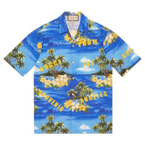 GUCCI PRINTED COTTON POPLIN BOWLING SHIRT – GGS022