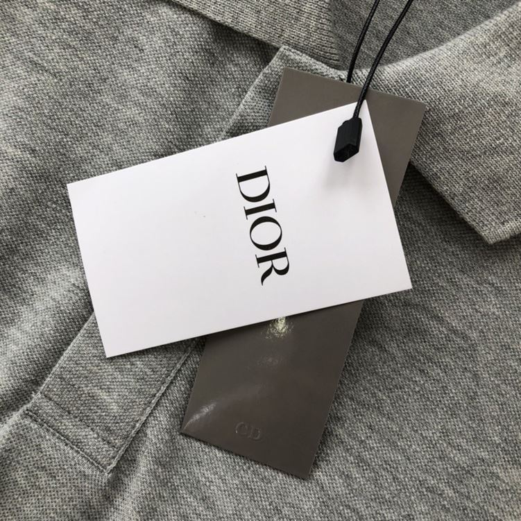 DIOR CD ICON POLO SHIRT GRAY COTTON PIQUÃ‰ – DOT024