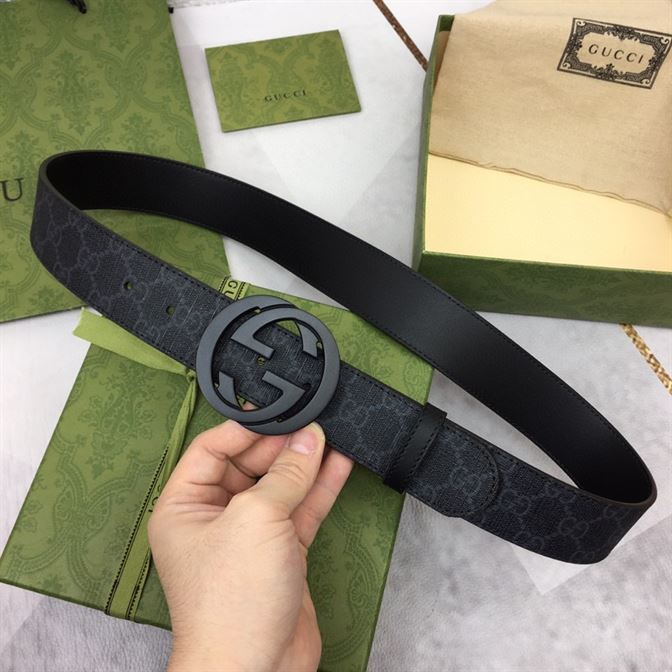 GUCCI MEN’S BLACK GG SUPREME BELT WITH G BUCKLE – GB001