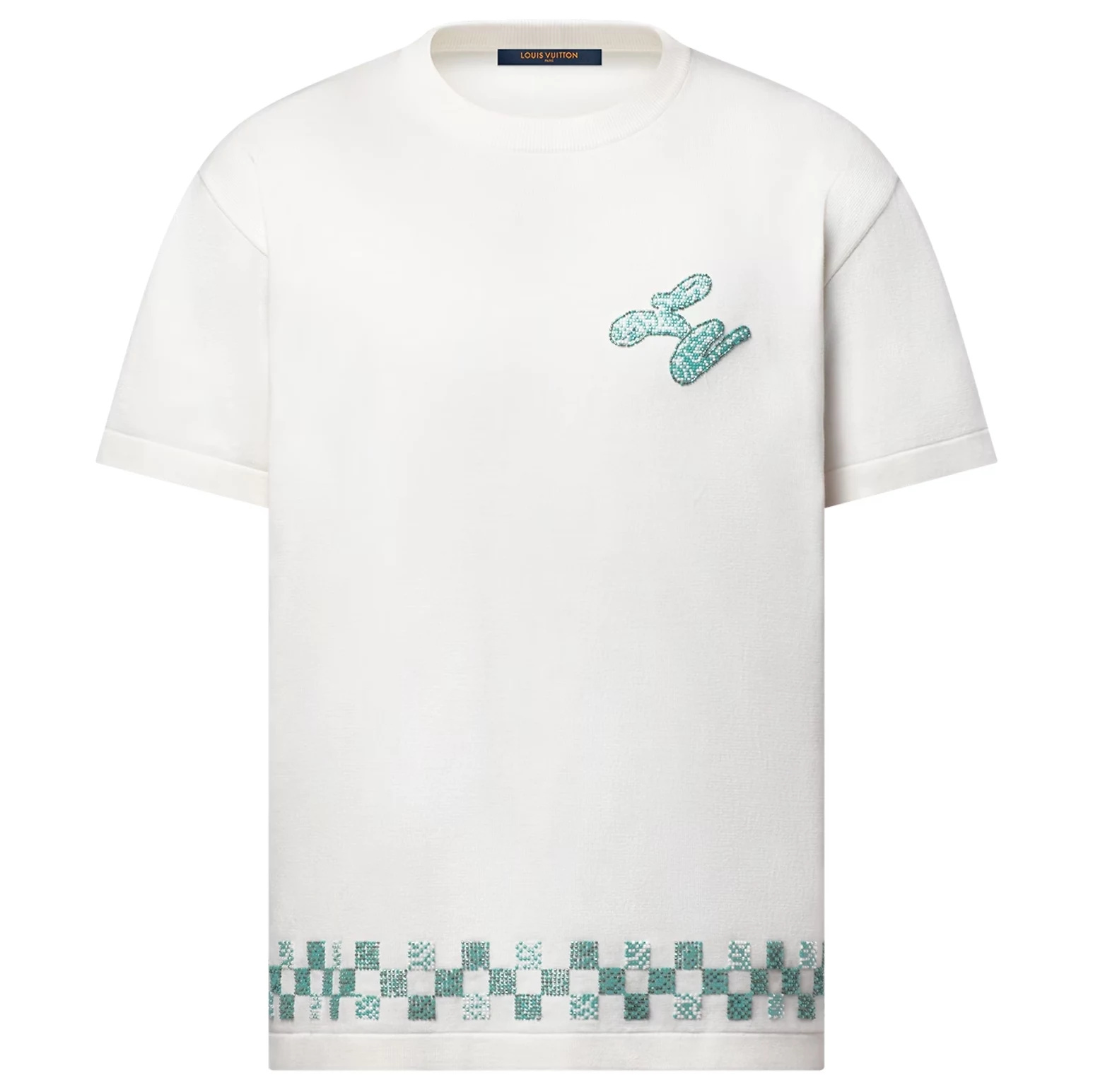 EMBELLISHED SHORT SLEEVED CREWNECK IN WHITE – LVTS098