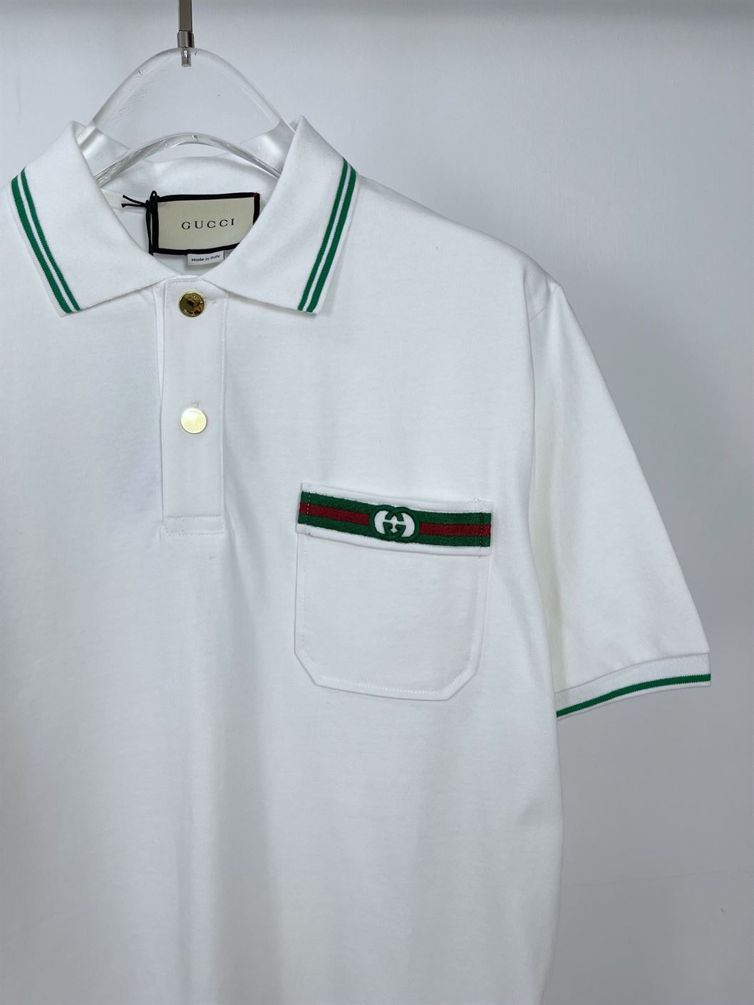 GUCCI COTTON POLO WITH WEB AND INTERLOCKING G – GGS037