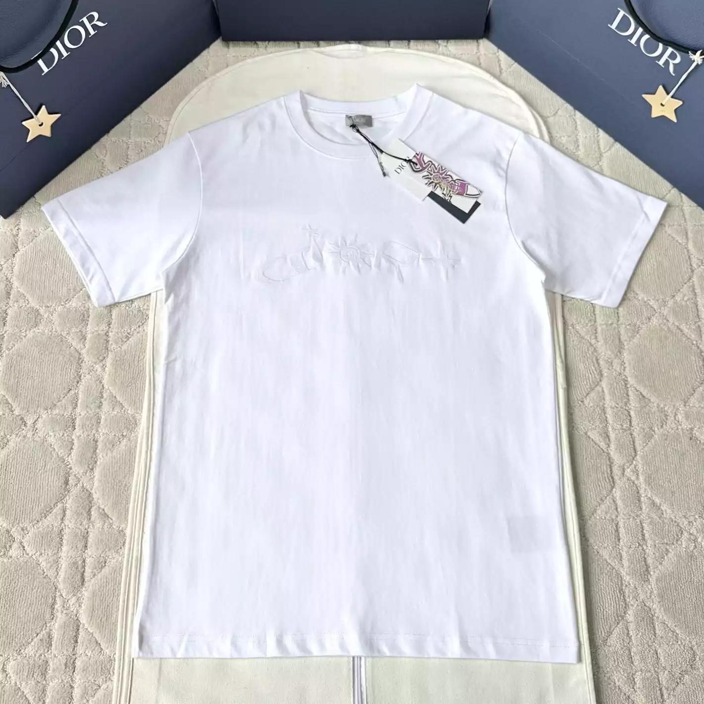 DIOR AND LEWIS HAMILTON T-SHIRT, RELAXED FIT WHITE COTTON JERSEY – DOT030