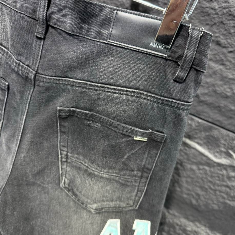 Amiri Men Ripp Blue Patch-Detail Jeans – AMIJ020