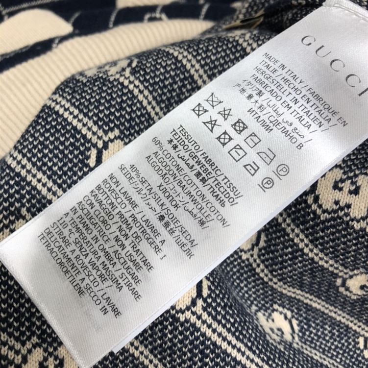 GUCCI NAVY & OFF-WHITE GG JACQUARD CARDIGAN – GCJ003