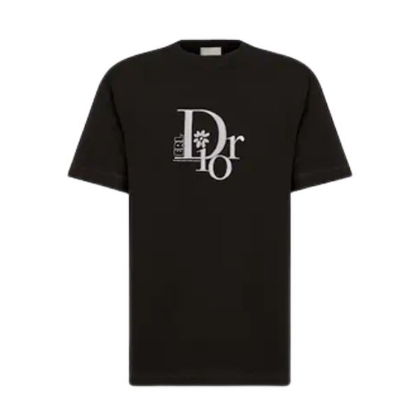 DIOR RELAXED-FIT DIOR BY ERL T-SHIRT BLACK SLUB COTTON JERSEY – DOT022