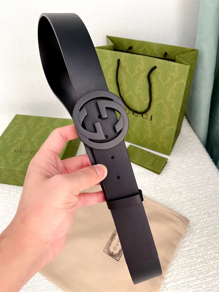 GUCCI LEATHER BELT WITH INTERLOCKING G – GB006