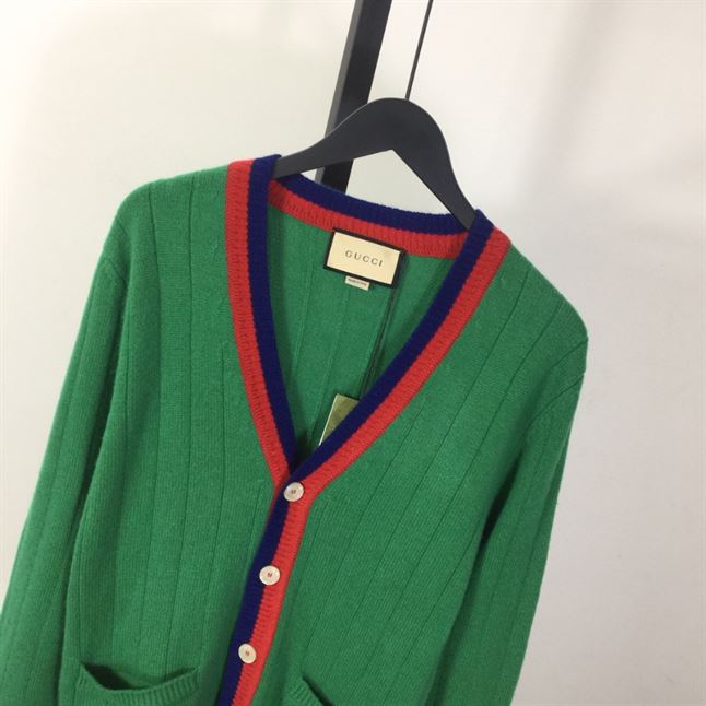 GUCCI WEB-STRIPE WOOL CARDIGAN GREEN – GCK040