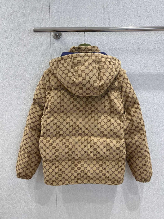 GG Canvas Down Jacket in Camel and Dark Brown – GCJ056