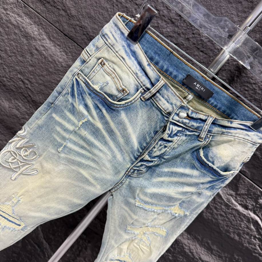 Amiri Ripp White Blue Jeans – AMIJ027