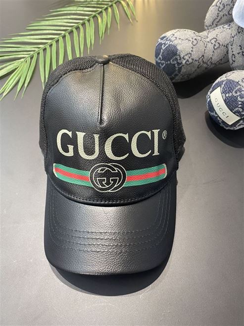 GUCCI LOGO LEATHER CAP IN BLACK – GH141