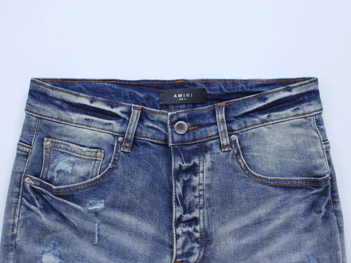 Amiri Distressed Blue Rip Jeans – AMIJ046