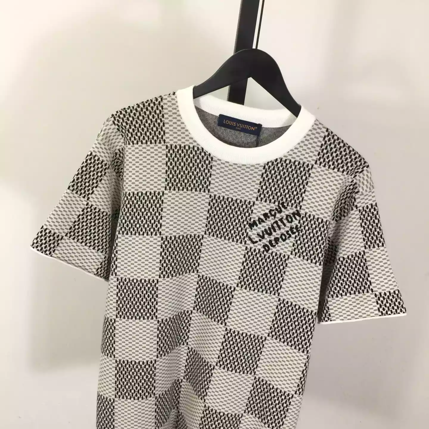 Damier Jacquard Short-Sleeved Crewneck – LVTS089