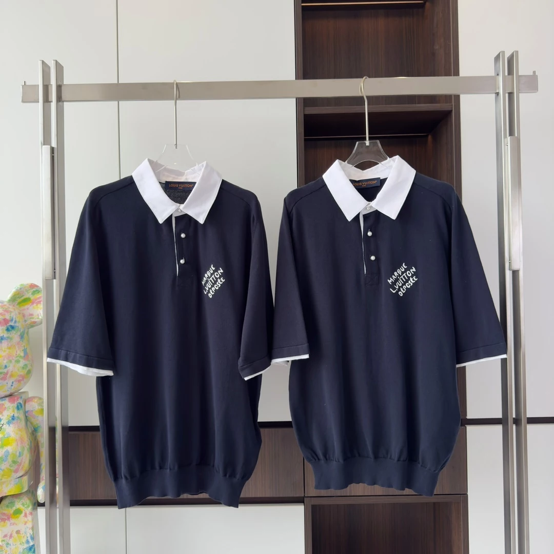 EMBROIDERED SHORT-SLEEVED COTTON BLEND POLO SHIRT – LVTS140