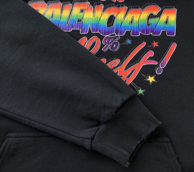 BALENCIAGA RAINBOW LOGO PRINT HOODIE – BH011