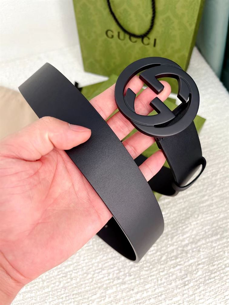 GUCCI LEATHER BELT WITH INTERLOCKING G – GB006