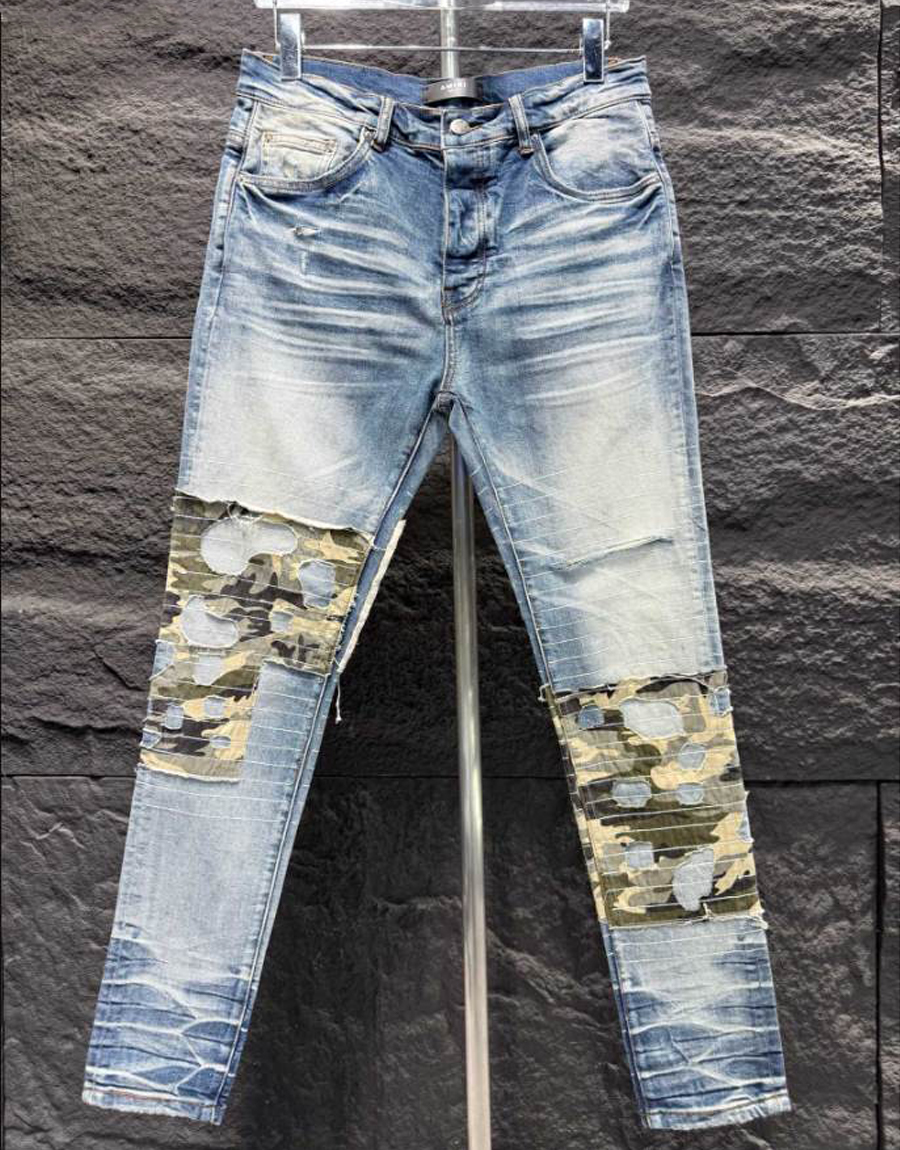 Amiri Men Yellow Patch-Detail Jeans – AMIJ019