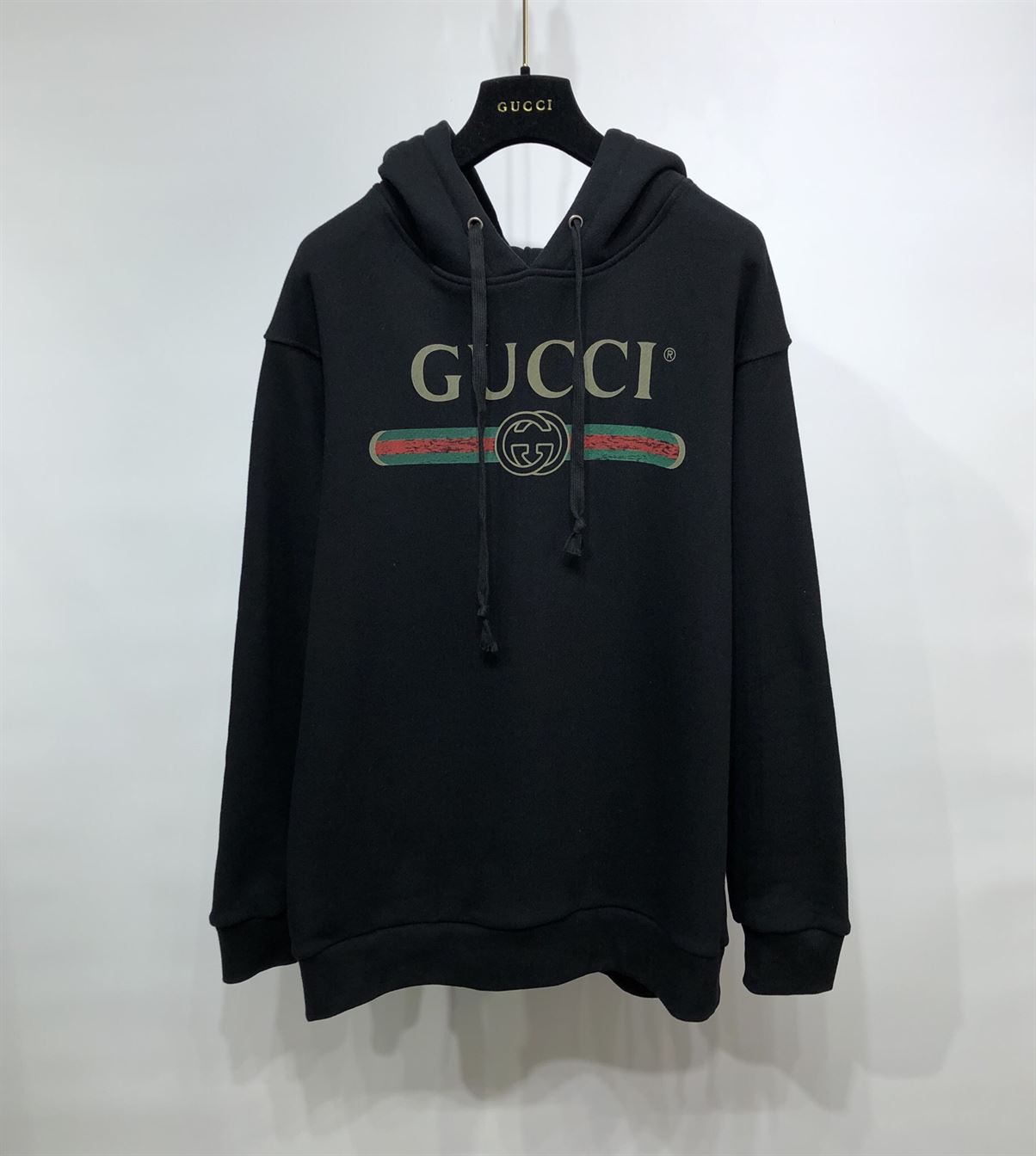 GUCCI BLACK VINTAGE LOGO COTTON SWEATSHIRT HOODED – GCK006
