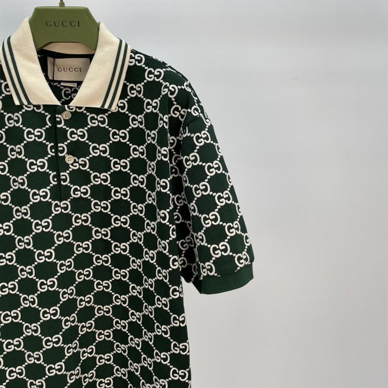 GUCCI NOJUM GG STRECH COTTON POLO IN GREEN – GGS012