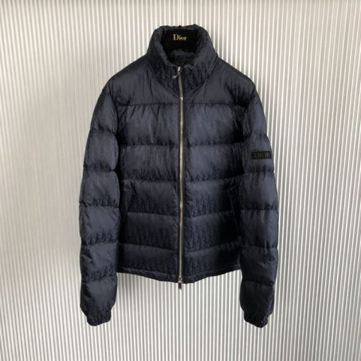 DIOR OBLIQUE DOWN JACKET BLACK NYLON TECHNICAL JACQUARD – DRC008