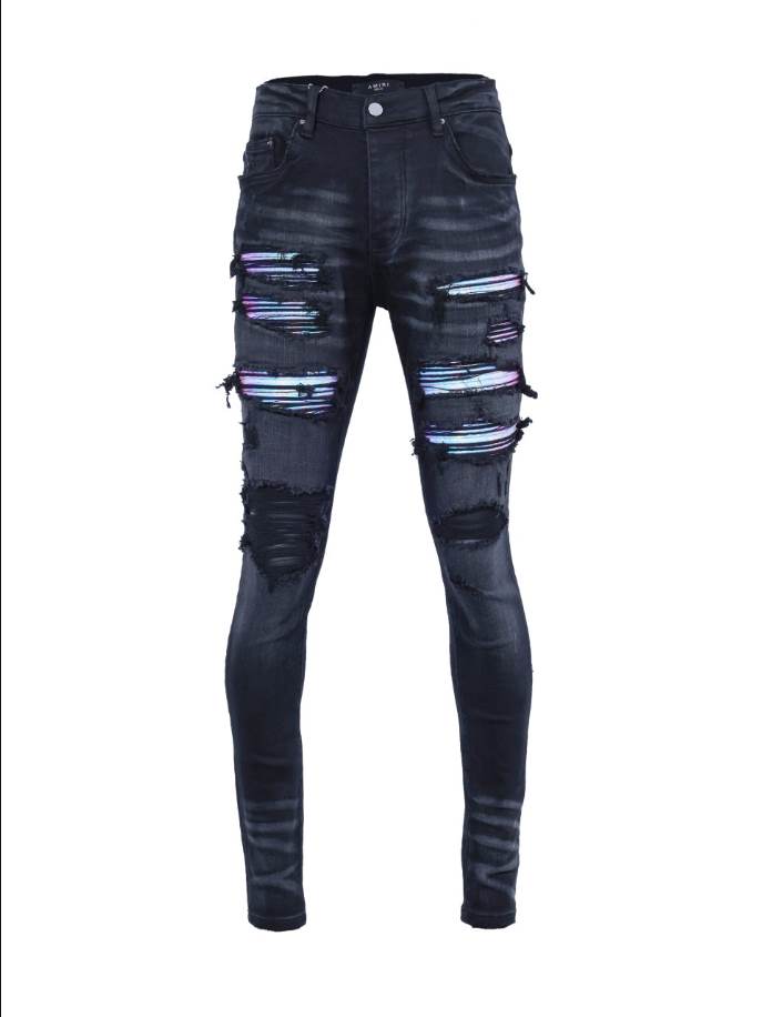 Amiri Ripp Blue Embroider Black Jeans – AMIJ044