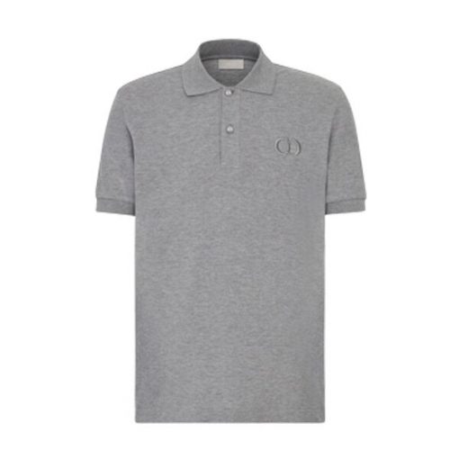 DIOR CD ICON POLO SHIRT GRAY COTTON PIQUÃ‰ – DOT024