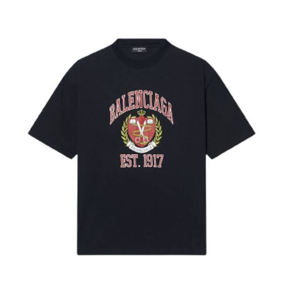BALENCIAGA MEN’S COLLEGE T-SHIRT MEDIUM FIT IN BLACK – BAS010