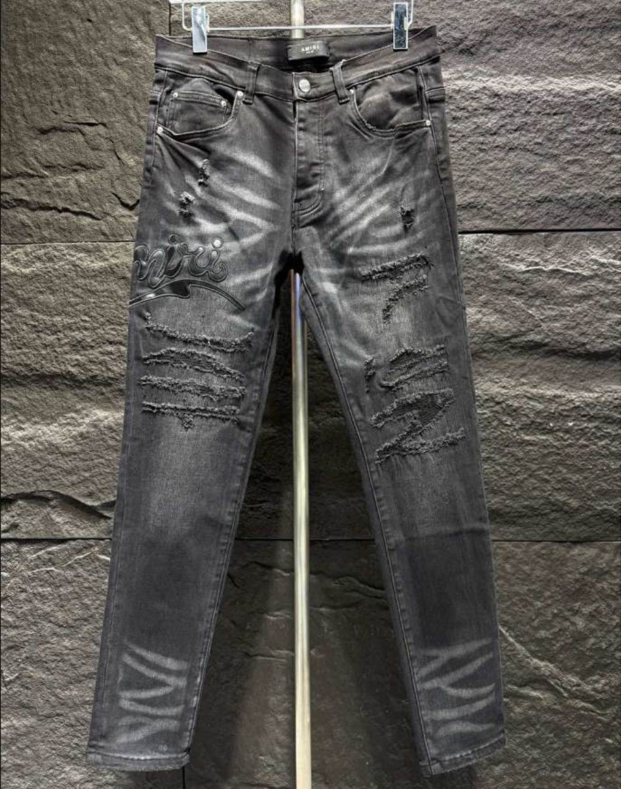 Amiri Black Ripp Logo Black Jeans – AMIJ031