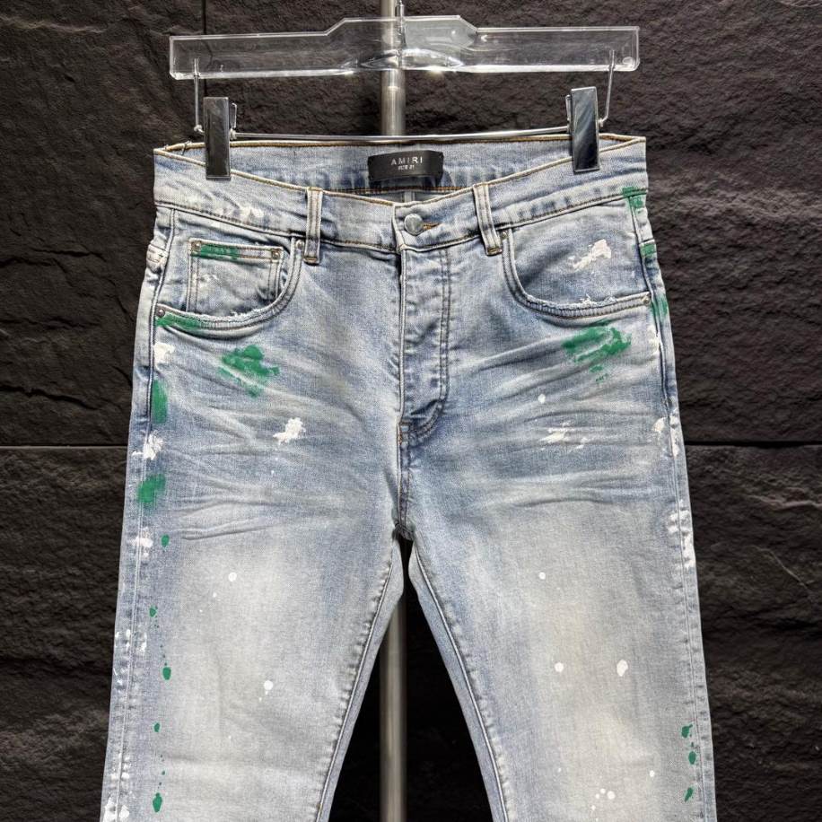 Amiri Paint Splatter Green Yellow Jeans – AMIJ035