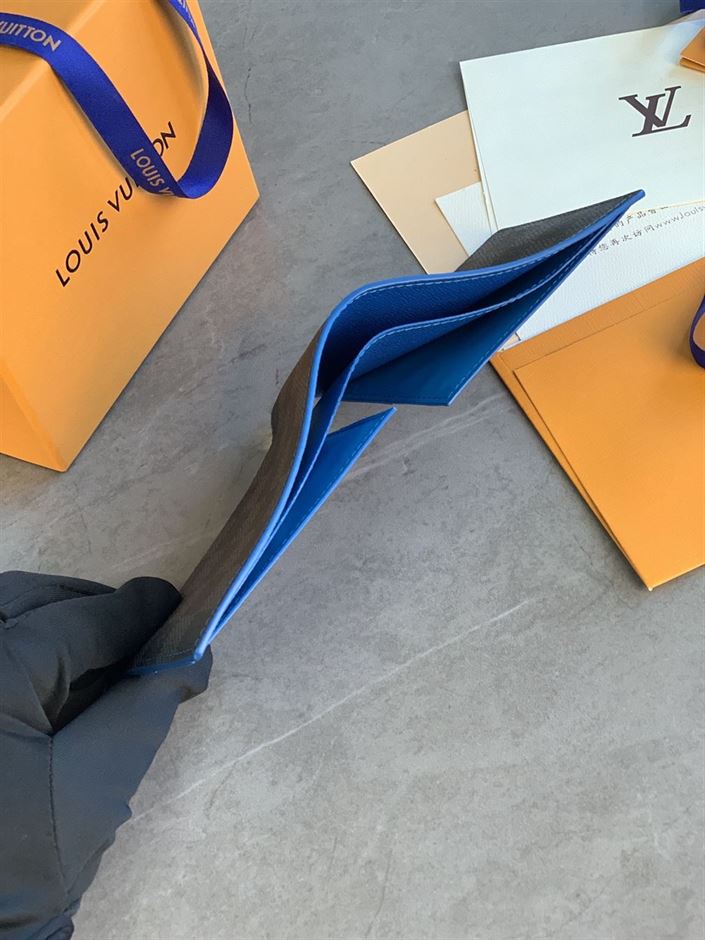 LOUIS VUITTON MULTIPLE WALLET DAMIER GRAPHITE BLACK/GREY/NEON BLUE – WLV032