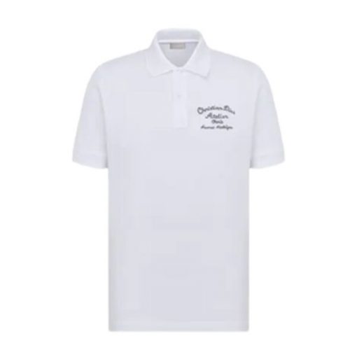 CHRISTIAN DIOR ATELIER’ POLO SHIRT WHITE COTTON PIQUÃ‰ – DOT019
