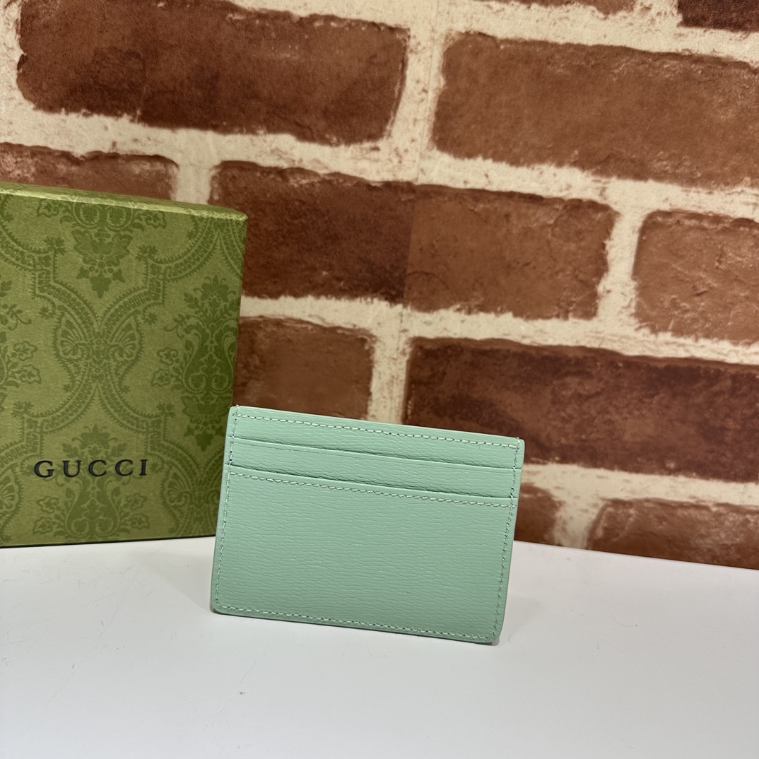 GREEN CALFSKIN LEATHER CARD CASE WITH SCRIPT- WLG040
