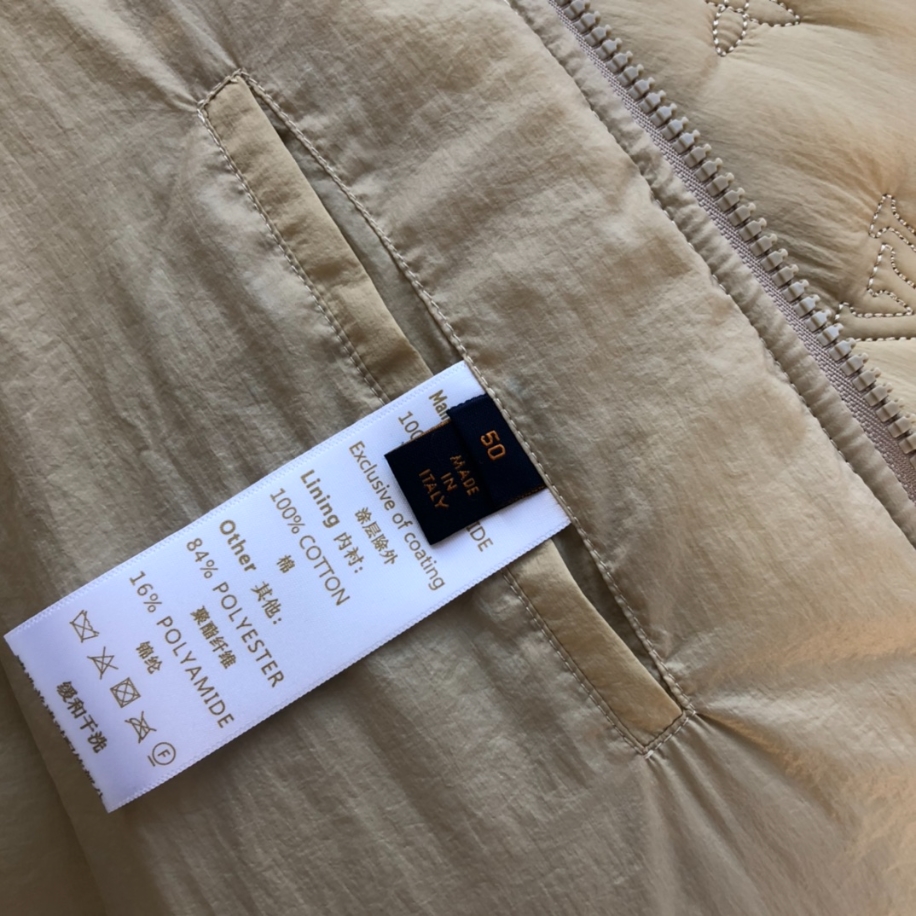 Louis Vuitton Monogram Quilted Nylon Hooded Beige Coat – LVC046