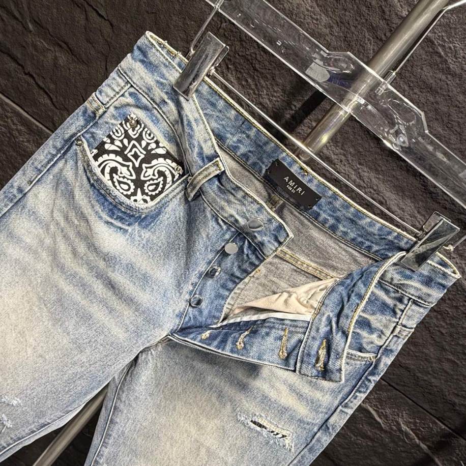 Amiri Rip White Blue Jeans – AMIJ037