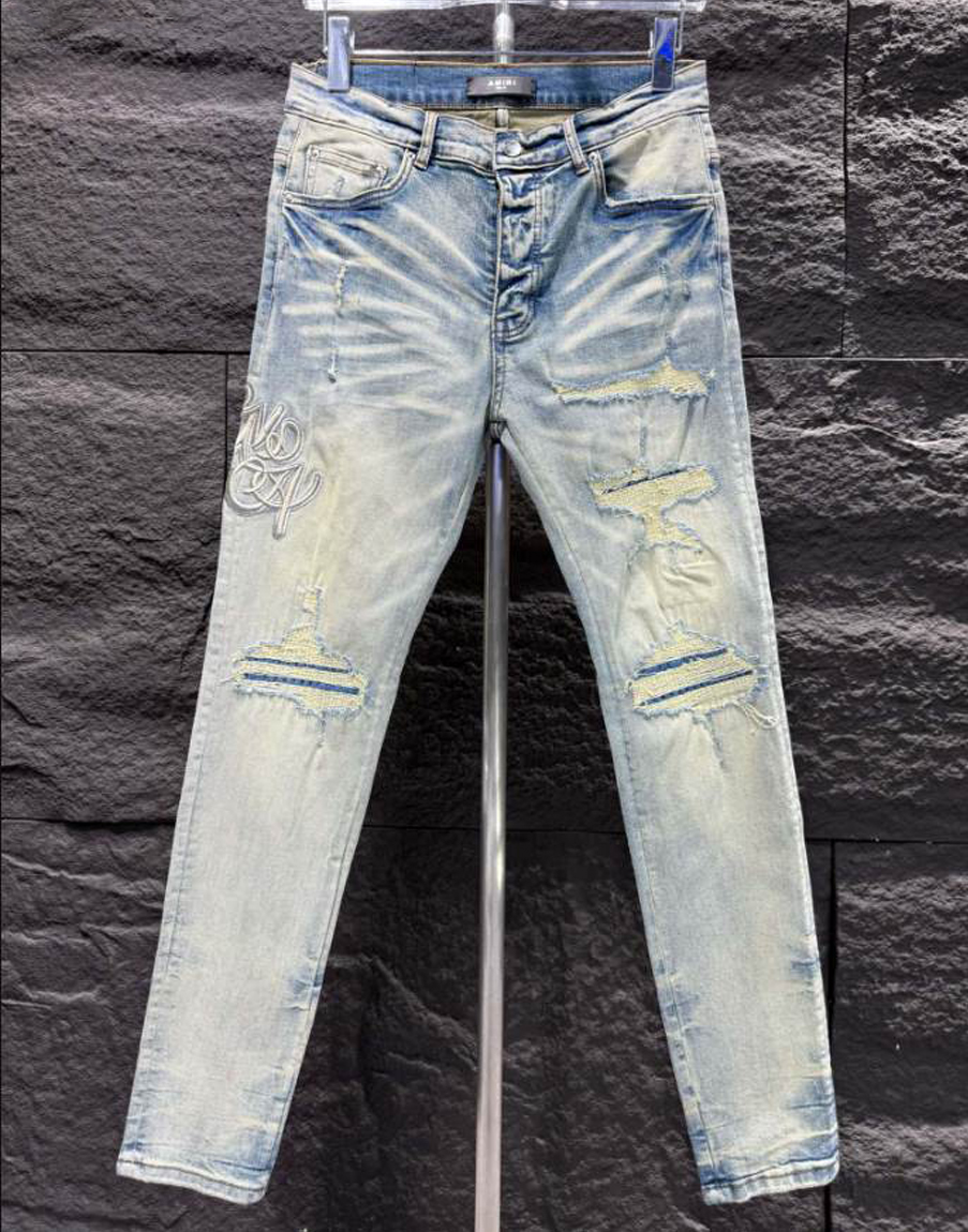 Amiri Ripp White Blue Jeans – AMIJ027