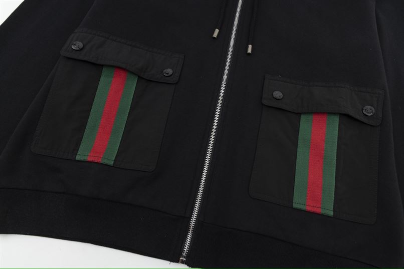 GUCCI WEB STRIPE COTTON JERSEY JACKET IN BLACK – GCJ027