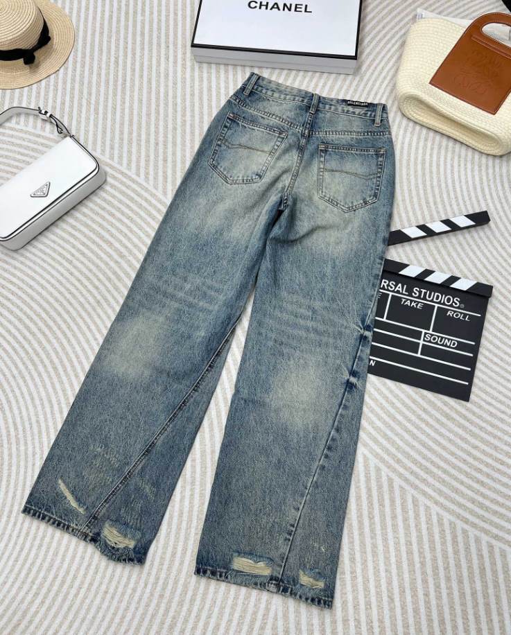 Balenciaga Irregular Drawstring Blue Jeans – BAJ002