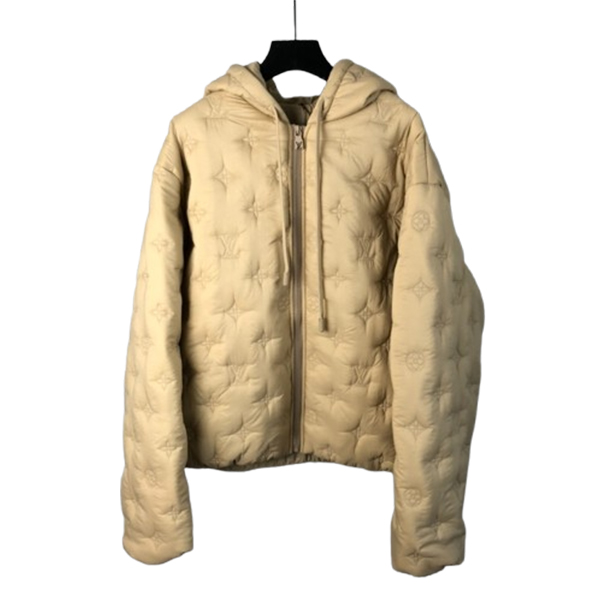 Louis Vuitton Monogram Quilted Nylon Hooded Beige Coat – LVC046