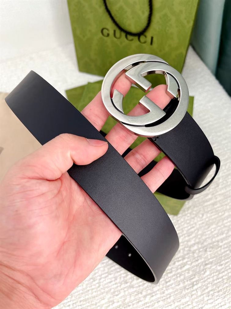 GUCCI LEATHER BELT WITH INTERLOCKING G – GB002