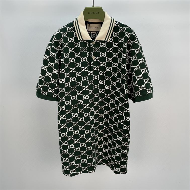 GUCCI NOJUM GG STRECH COTTON POLO IN GREEN – GGS012