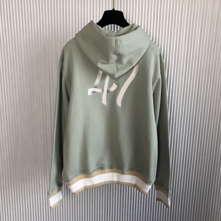 DIOR OVERSIZED HOODED SWEATSHIRT LIGHT GREEN ORGANIC COTTON FLEECE – DOS001